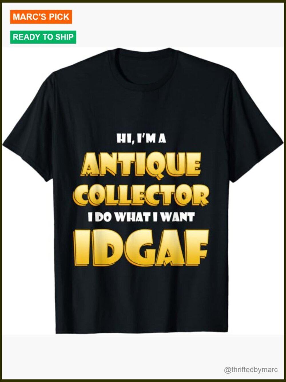 Funny Antique Collector IDGAF Sarcastic T-Shirt Tee